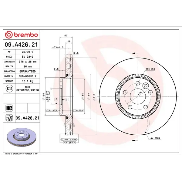 Disc frana BREMBO 09.A426.21