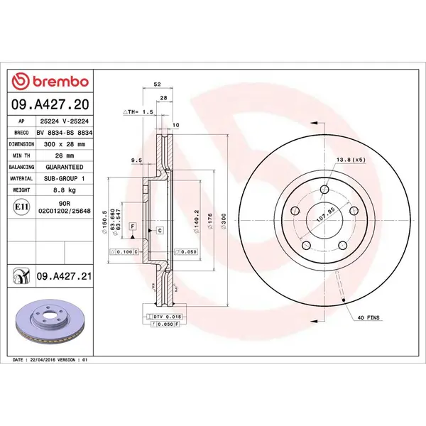 Disc frana BREMBO 09.A427.21