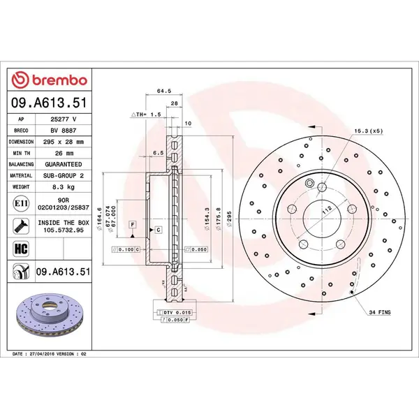 Disc frana BREMBO 09.A613.51