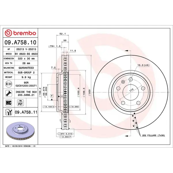 Disc frana BREMBO 09.A758.11