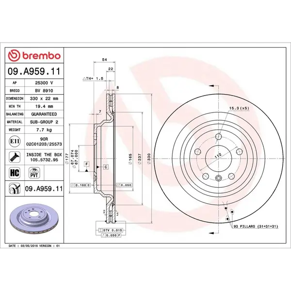 Disc frana BREMBO 09.A959.11