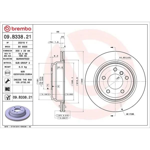 Disc frana BREMBO 09.B338.21