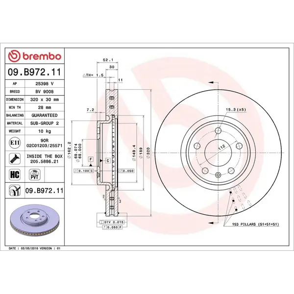 Disc frana BREMBO 09.B972.11