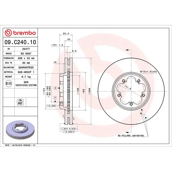 Disc frana BREMBO 09.C240.10