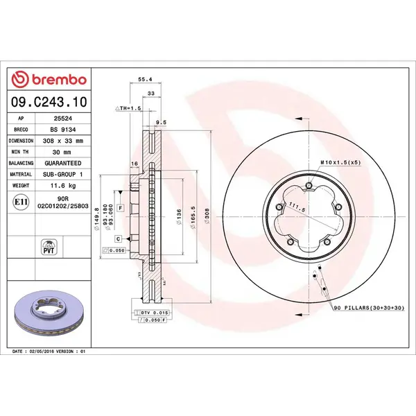 Disc frana BREMBO 09.C243.10