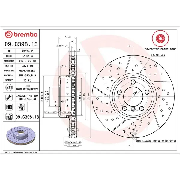 Disc frana BREMBO 09.C398.13