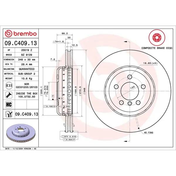Disc frana BREMBO 09.C409.13