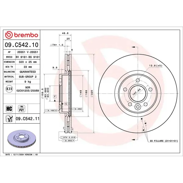 Disc frana BREMBO 09.C542.11
