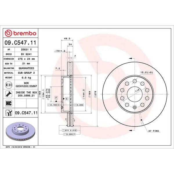 Disc frana BREMBO 09.C547.11