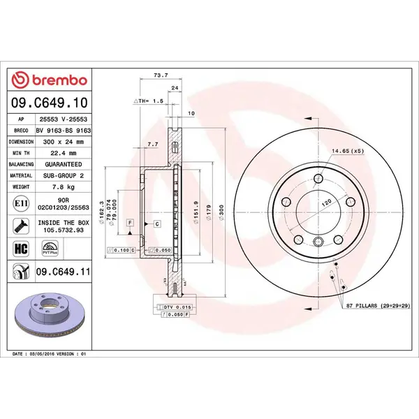 Disc frana BREMBO 09.C649.11