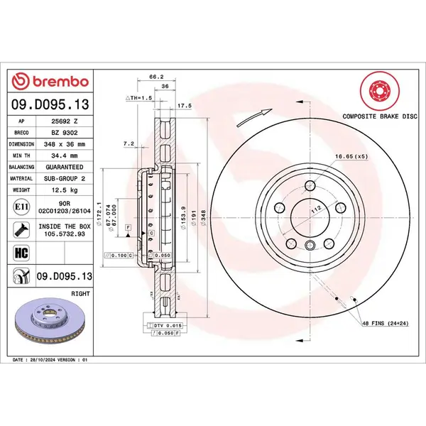 Disc frana BREMBO 09.D095.13