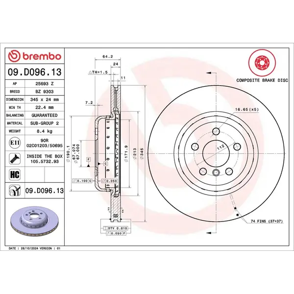 Disc frana BREMBO 09.D096.13