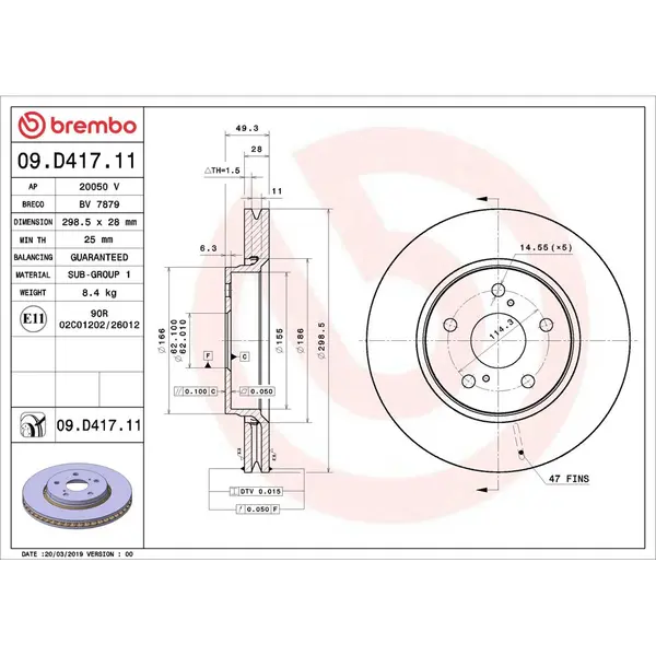 Disc frana BREMBO 09.D417.11