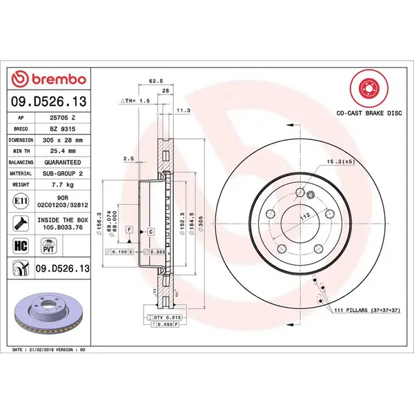 Disc frana BREMBO 09.D526.13