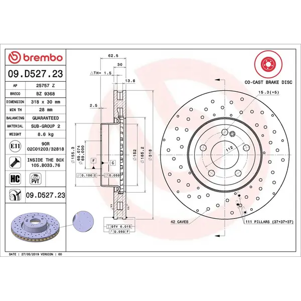 Disc frana BREMBO 09.D527.23