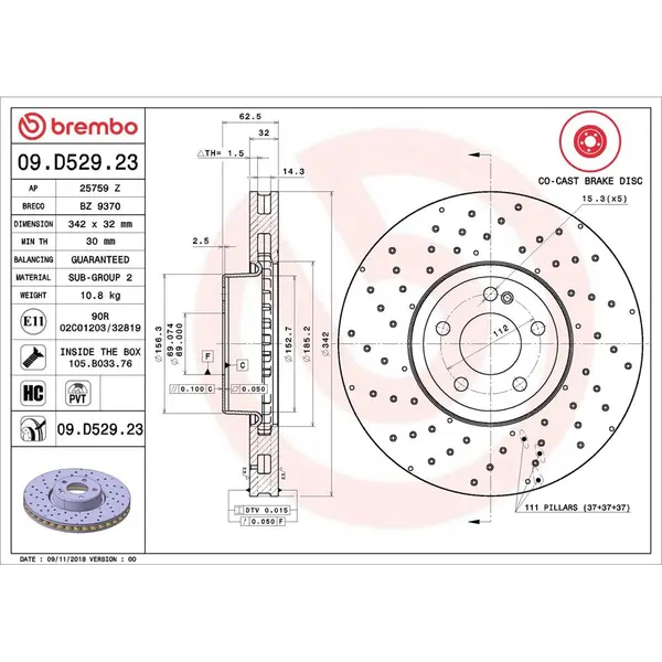 Disc frana BREMBO 09.D529.23