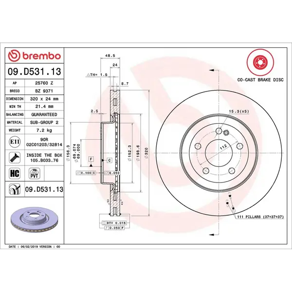 Disc frana BREMBO 09.D531.13