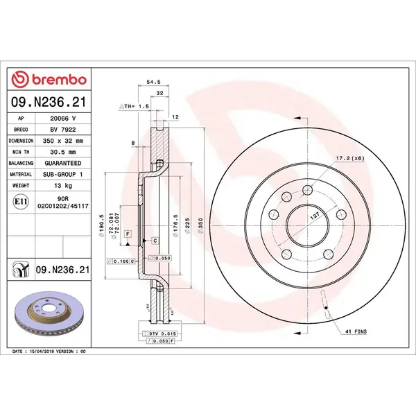 Disc frana BREMBO 09.N236.21