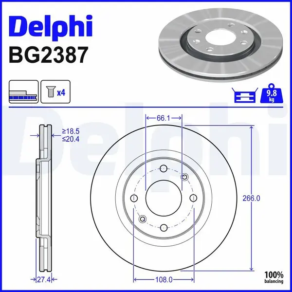Disc frana DELPHI BG2387