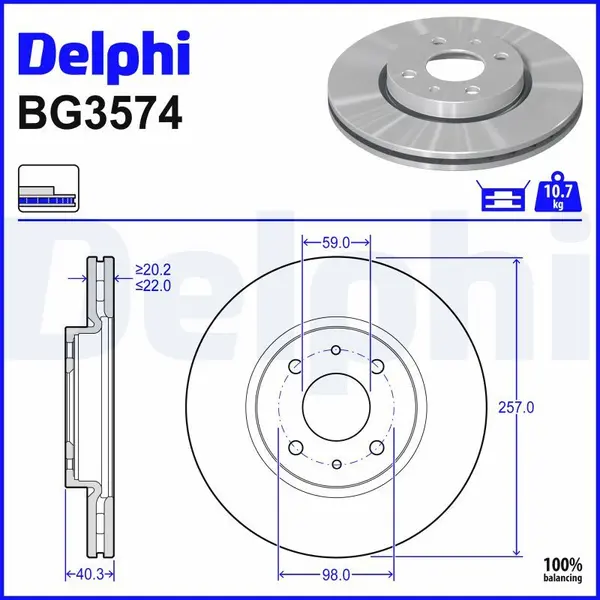 Disc frana DELPHI BG3574