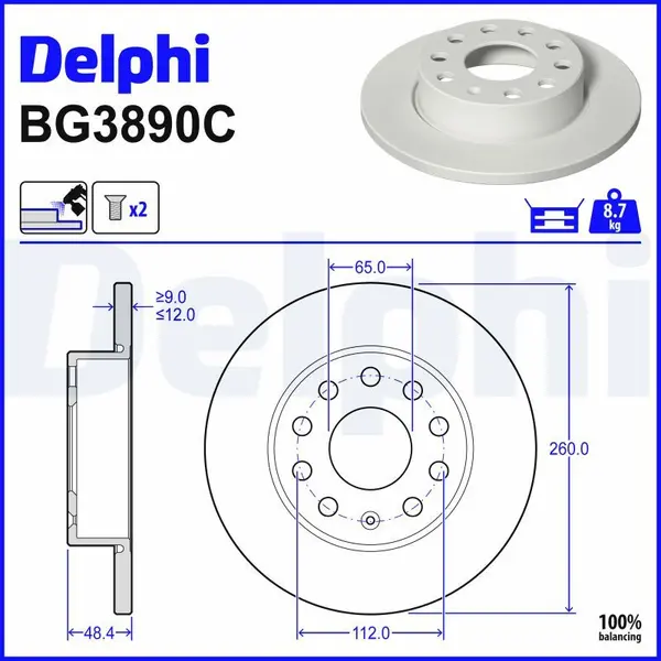Disc frana DELPHI BG3890C