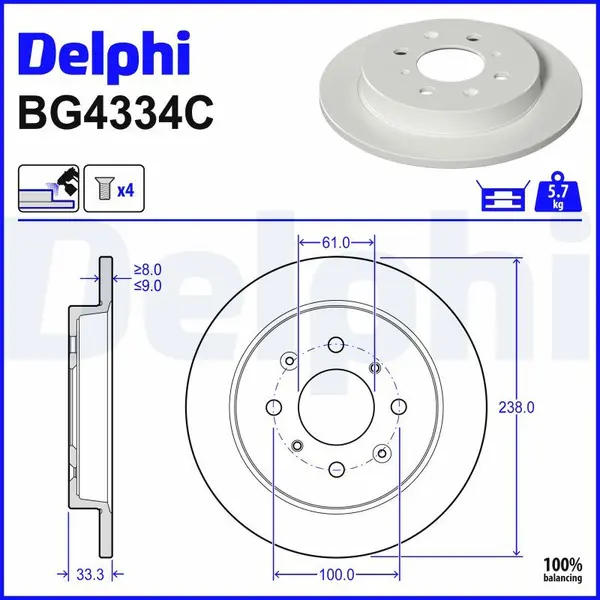 Disc frana DELPHI BG4334C