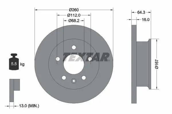Disc frana TEXTAR 92055900