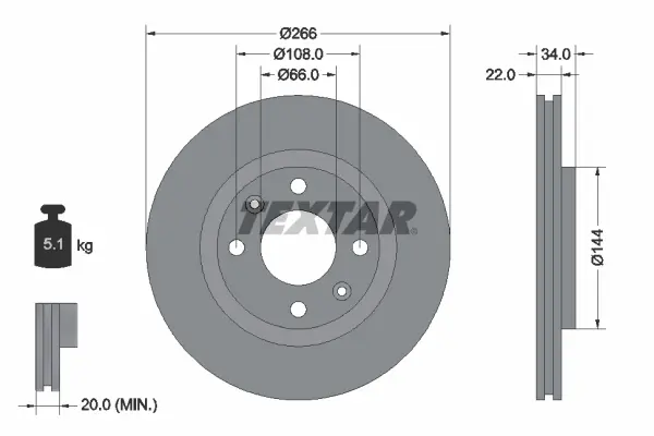 Disc frana TEXTAR 92111503