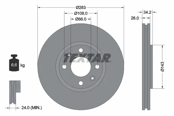 Disc frana TEXTAR 92111603