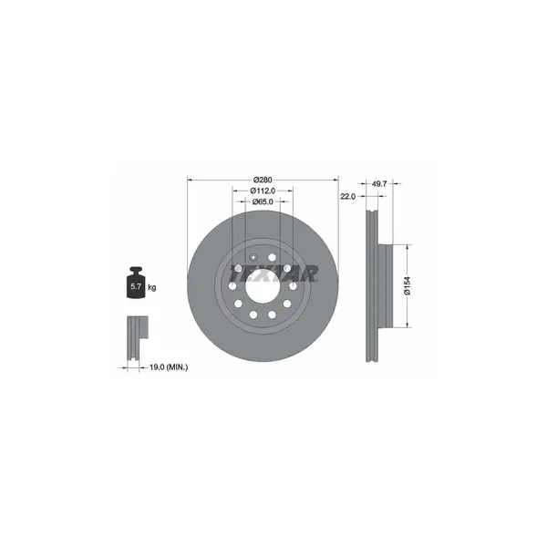 Disc frana TEXTAR 92120705
