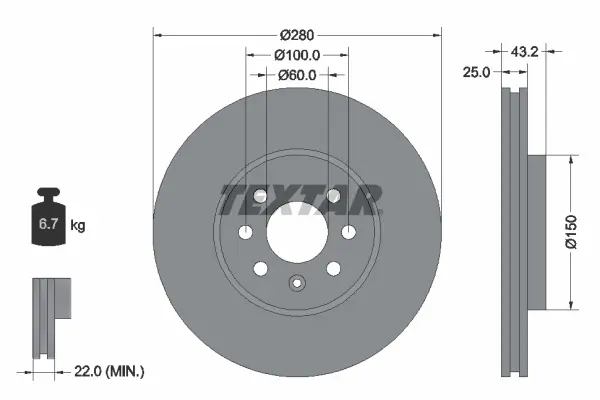 Disc frana TEXTAR 92129303