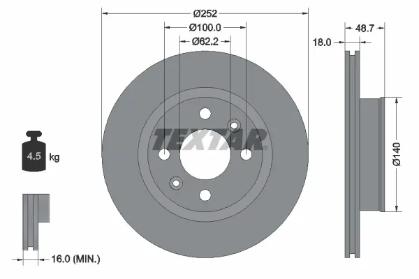 Disc frana TEXTAR 92196503