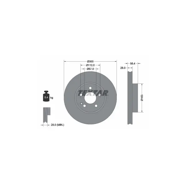 Disc frana TEXTAR 93123403