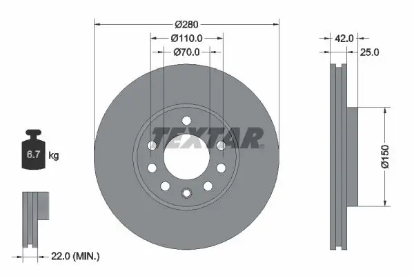 Disc frana TEXTAR PRO 92091903