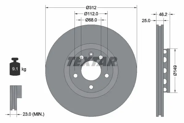 Disc frana TEXTAR PRO+ 92106105