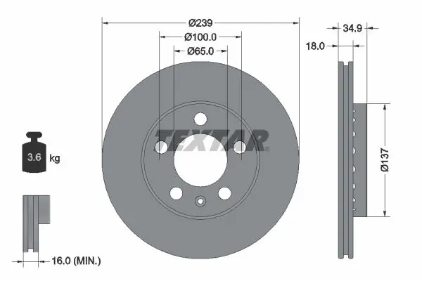 Disc frana TEXTAR PRO 92106803
