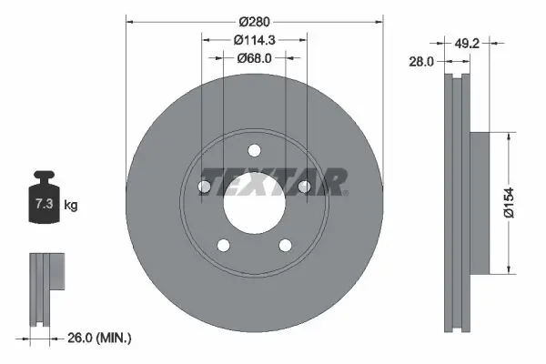 Disc frana TEXTAR PRO 92109403