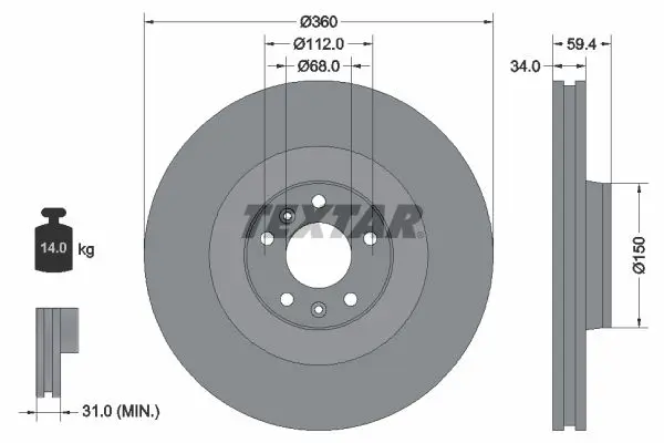 Disc frana TEXTAR PRO 92122203
