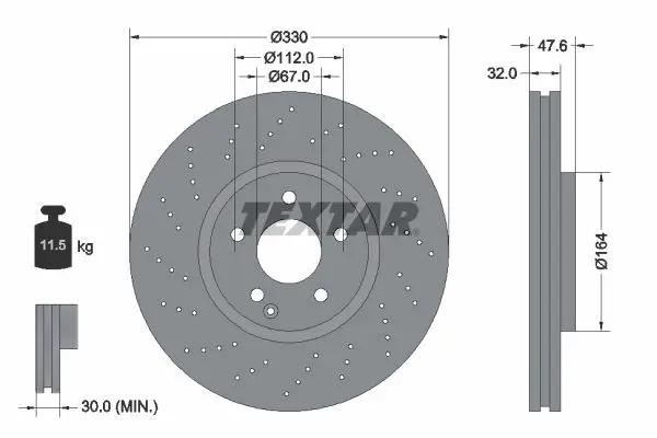 Disc frana TEXTAR PRO+ 92124105