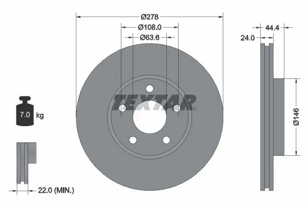 Disc frana TEXTAR PRO 92124803