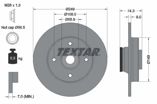 Disc frana TEXTAR PRO 92194103