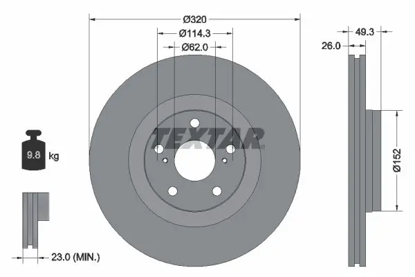 Disc frana TEXTAR PRO 92195303