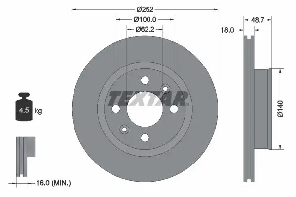Disc frana TEXTAR PRO 92196503