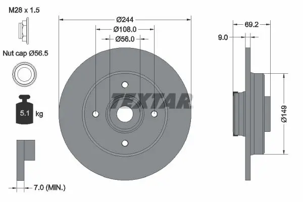 Disc frana TEXTAR PRO 92305403