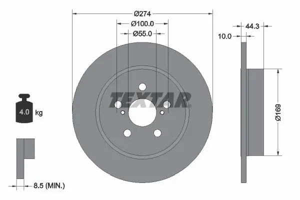 Disc frana TEXTAR PRO 92333703