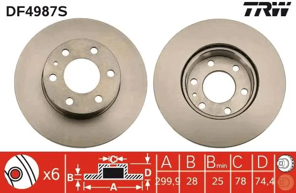 Disc frana TRW SINGLE DF4987S
