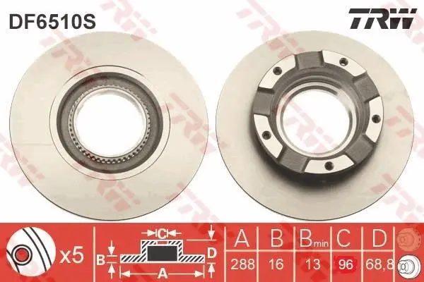 Disc frana TRW SINGLE DF6510S
