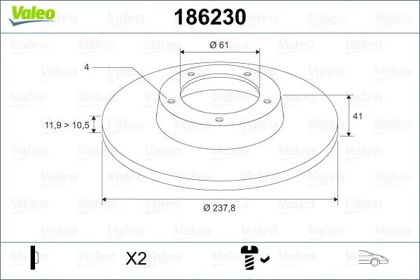 Disc frana VALEO 186230