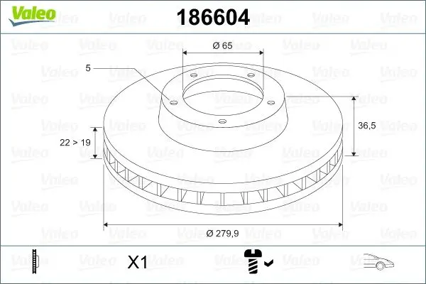 Disc frana VALEO 186604