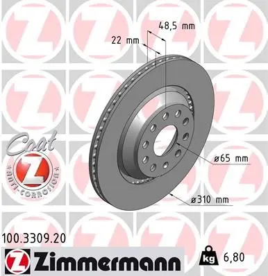 Disc frana ZIMMERMANN COAT Z 100.3309.20
